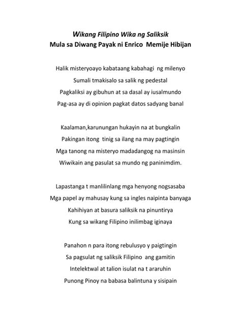 Erico memije habijan wikang filipino wika ng saliksik